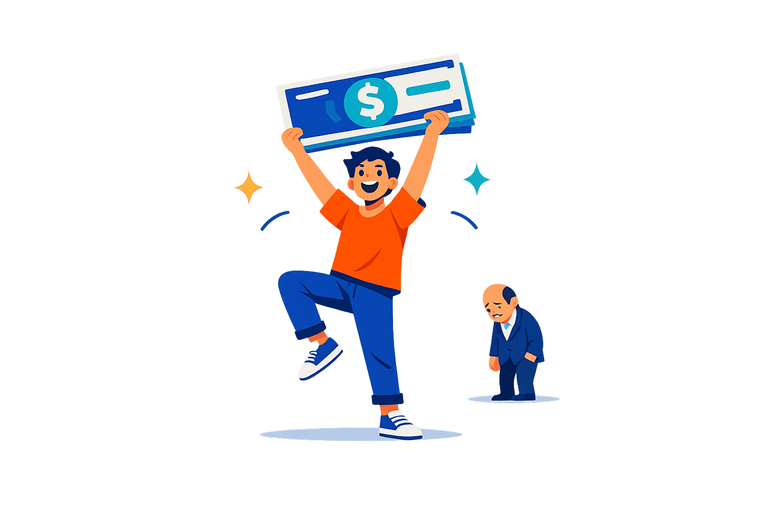 Happy tenant celebrating with their recovered security deposit